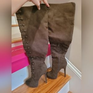 NEW Olive Over the Knee Faux Suede Boots
